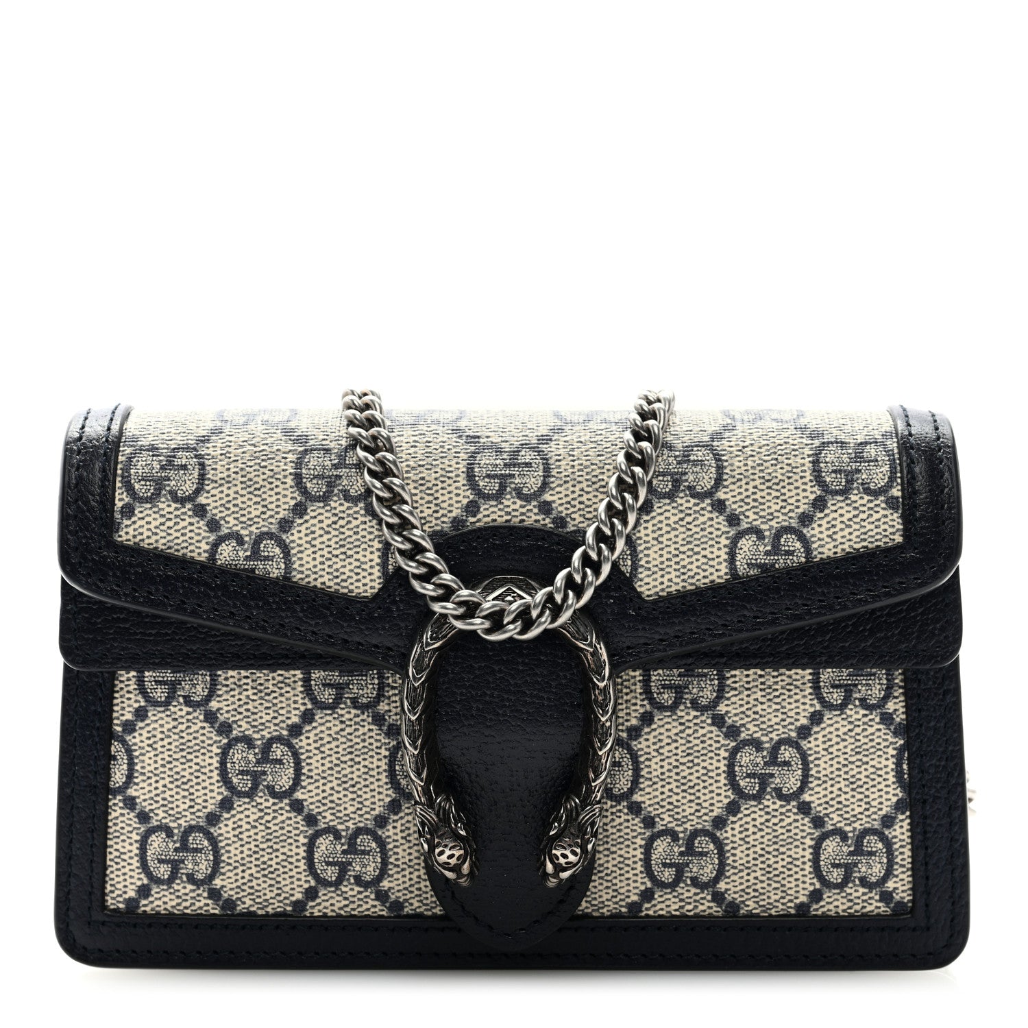 Gucci GG Supreme Monogram Textured Dollar Calfskin Super Mini Dionysus Shoulder Bag Beige Blue 1 of 8