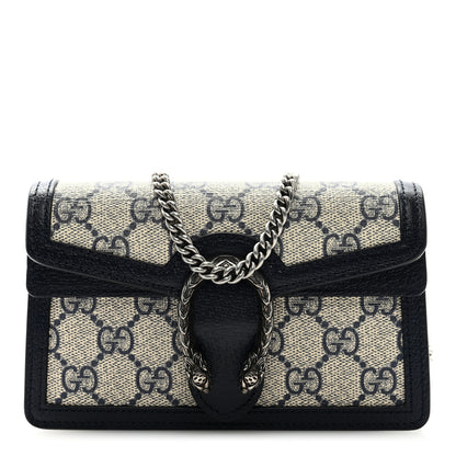 Gucci GG Supreme Monogram Textured Dollar Calfskin Super Mini Dionysus Shoulder Bag Beige Blue 1 of 8