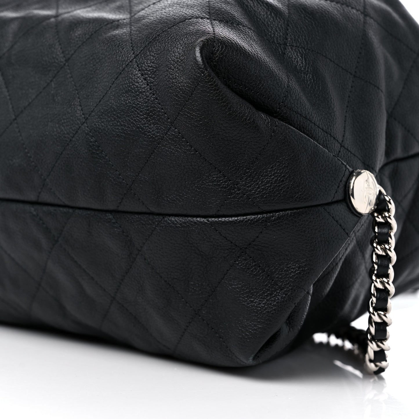 Grained Calfskin Stitched Braided With Style Backpack Black