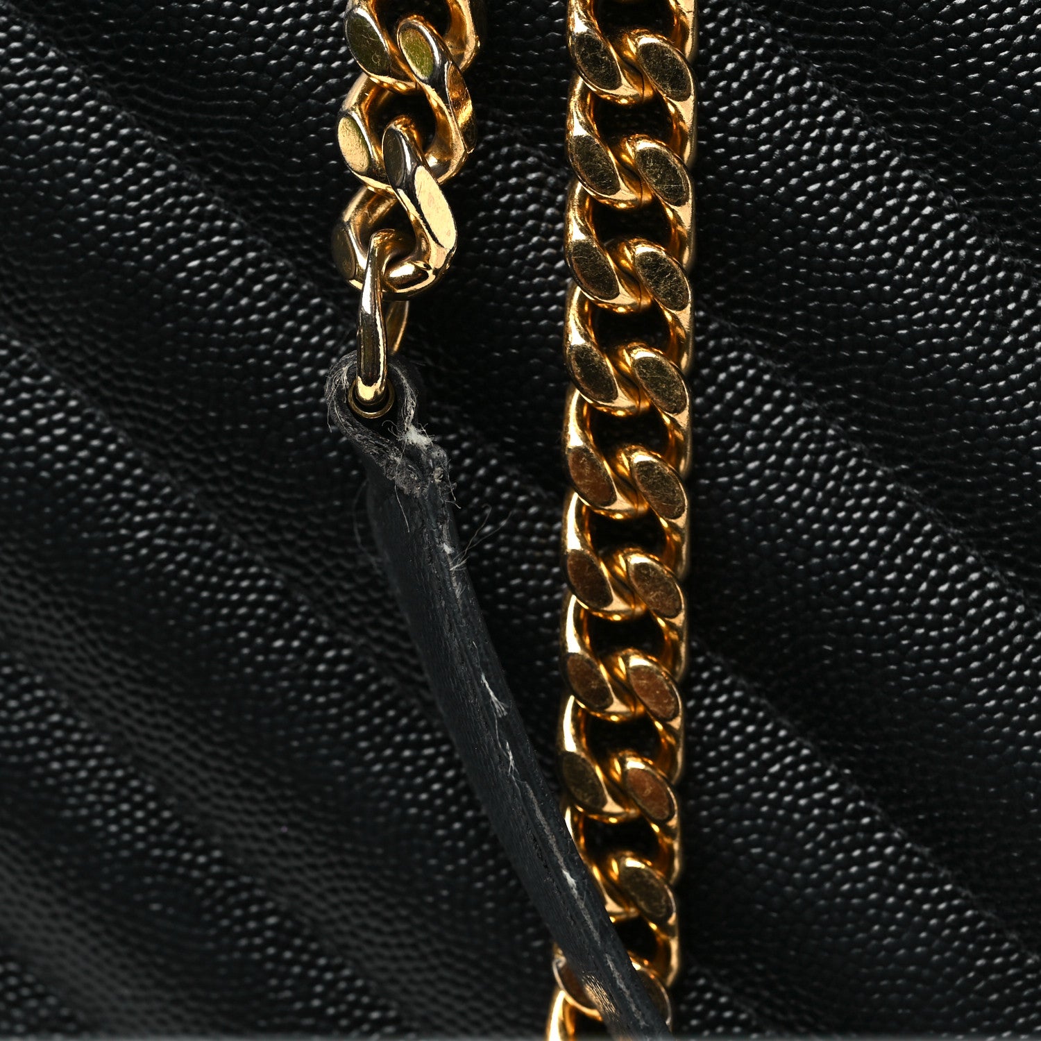 Saint Laurent Grain De Poudre Matelasse Chevron Monogram Shopping Bag Black 11 of 13