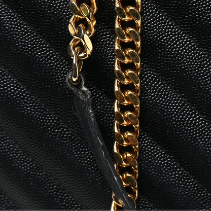 Saint Laurent Grain De Poudre Matelasse Chevron Monogram Shopping Bag Black 11 of 13