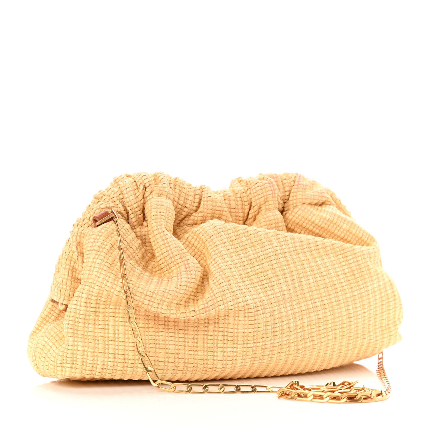 Woven Raffia Mini Cloud Chain Clutch Natural