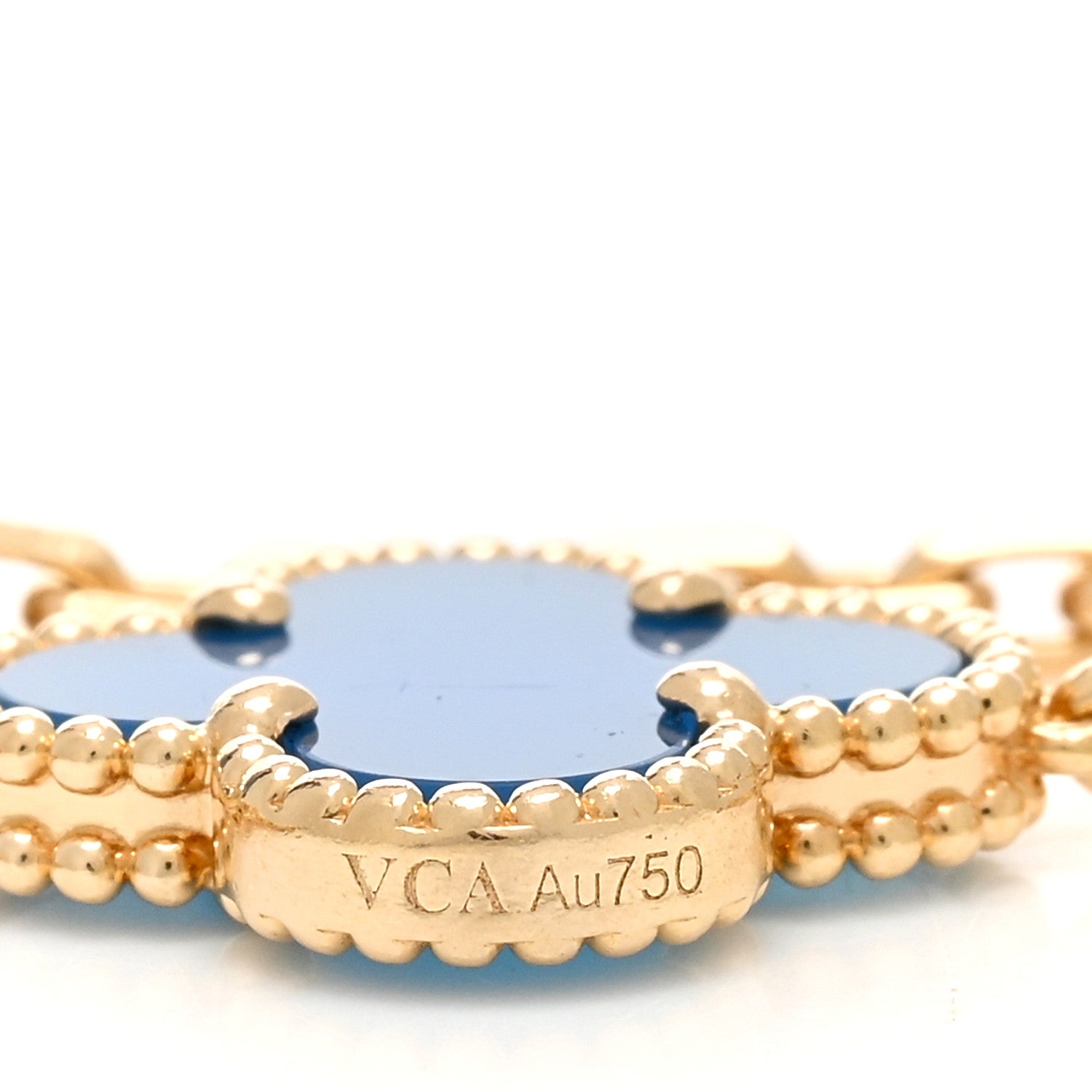Van Cleef & Arpels 18K Yellow Gold Blue Agate 5 Motifs Vintage Alhambra Bracelet 3 of 5