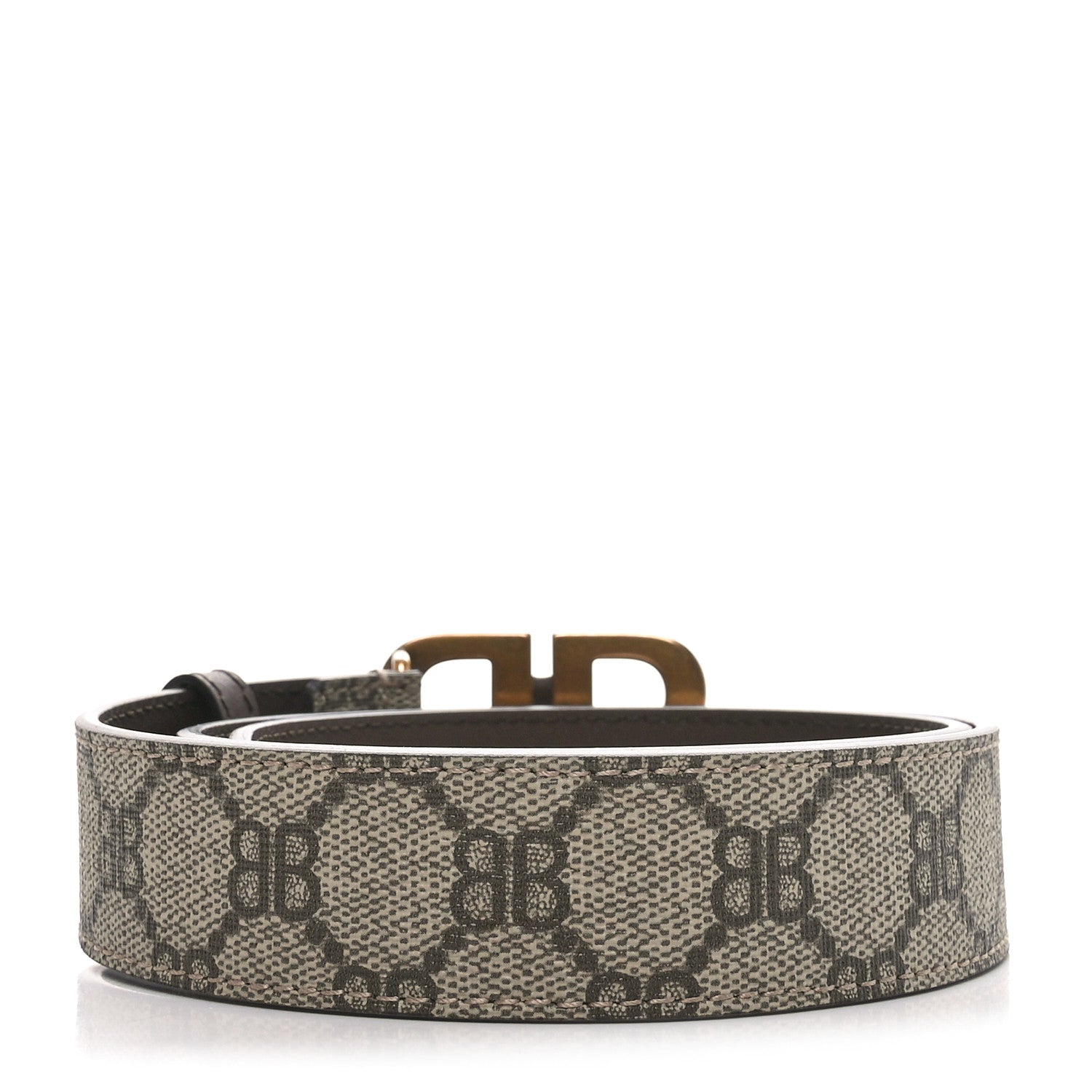 Gucci X BALENCIAGA BB Supreme Monogram 40mm Belt 75 30 Beige Ebony Dark Brown 2 of 6