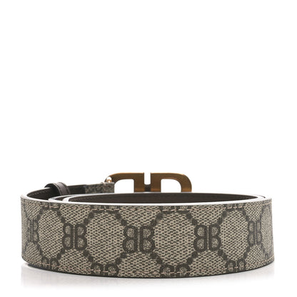 Gucci X BALENCIAGA BB Supreme Monogram 40mm Belt 75 30 Beige Ebony Dark Brown 2 of 6