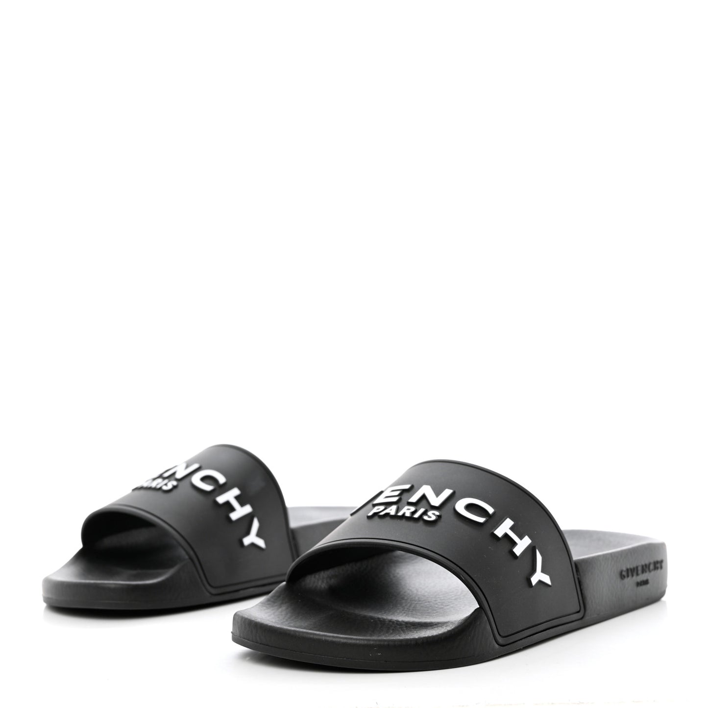 Rubber Logo Pool Slide Sandals 39 Black