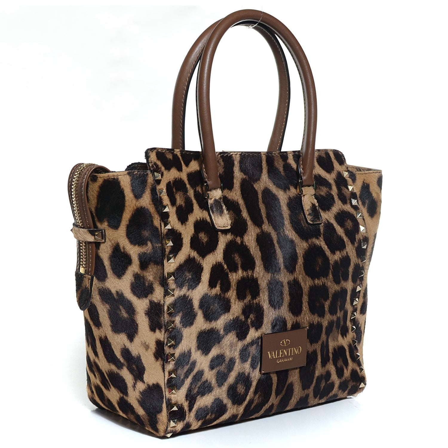 Valentino Garavani Calf Hair Leopard Print Rockstud Double Handle Tote Leopard 3 of 10