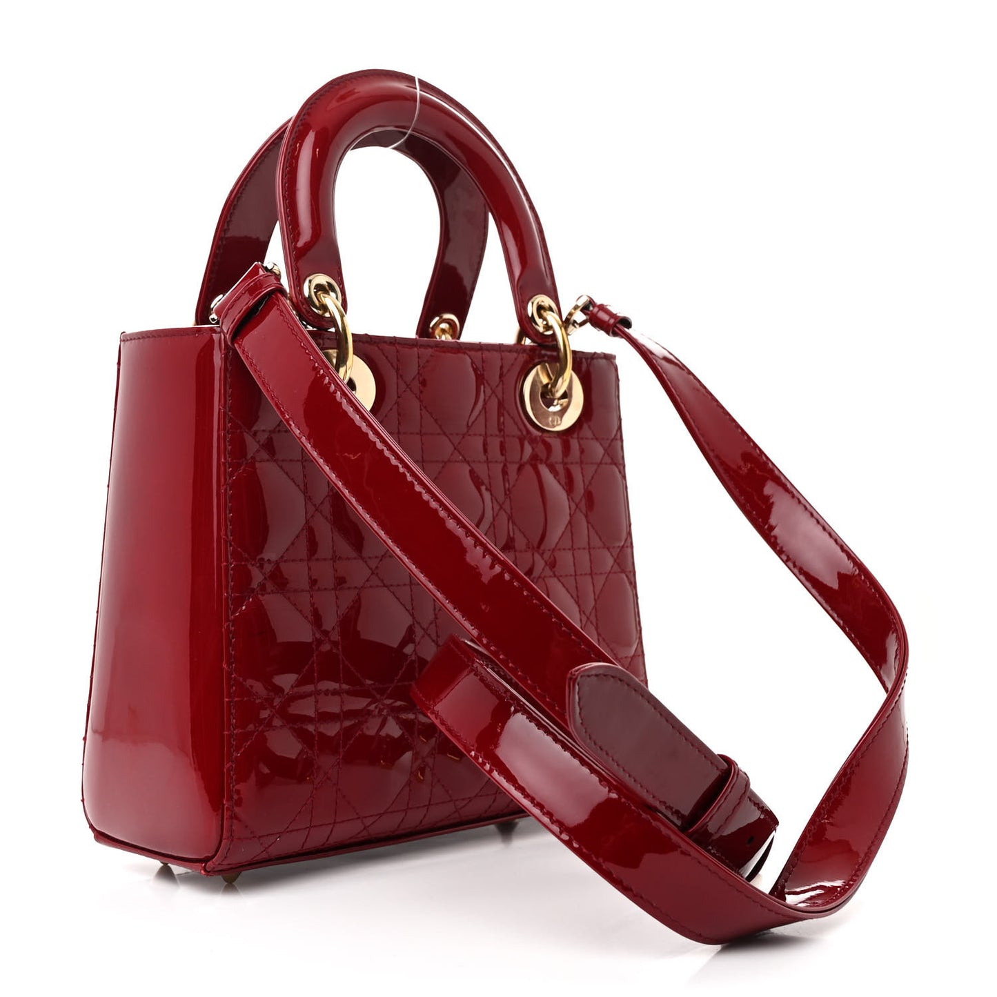 Patent Cannage Small Lady Dior Cherry Red