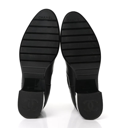 Chanel Calfskin Patent Cap Toe CC Short Boots 40 Black 6 of 9