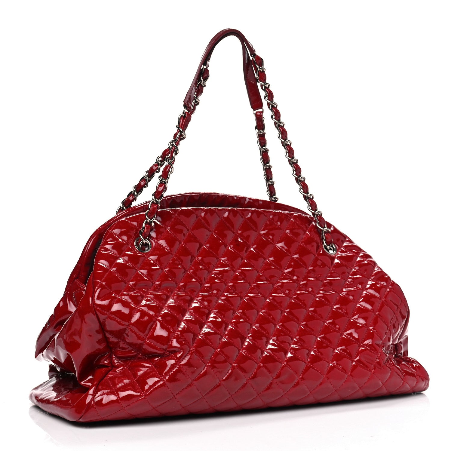 Chanel Patent Quilted Large Just Mademoiselle Bowling Bag Red 2 of 12