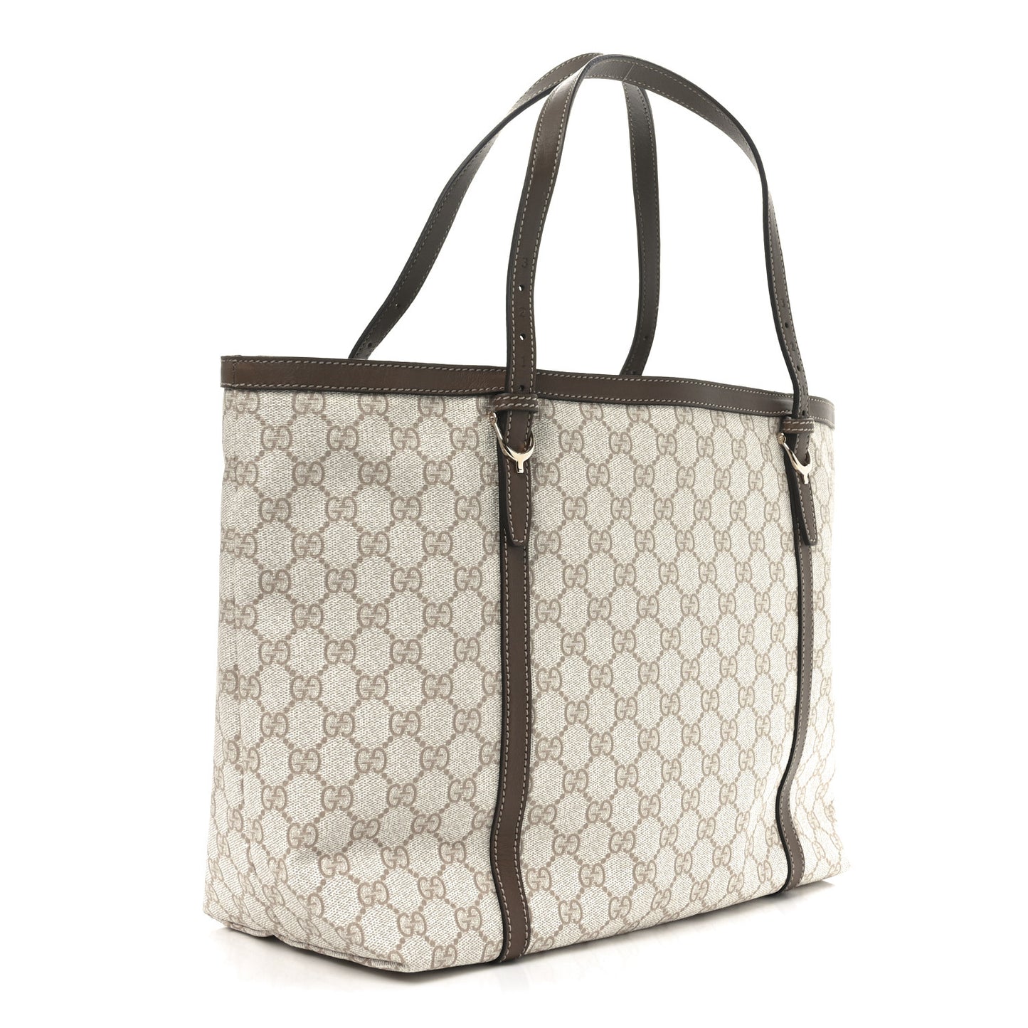 GG Supreme Monogram Calfskin Medium Nice Tote New Mystic White Beige Brown