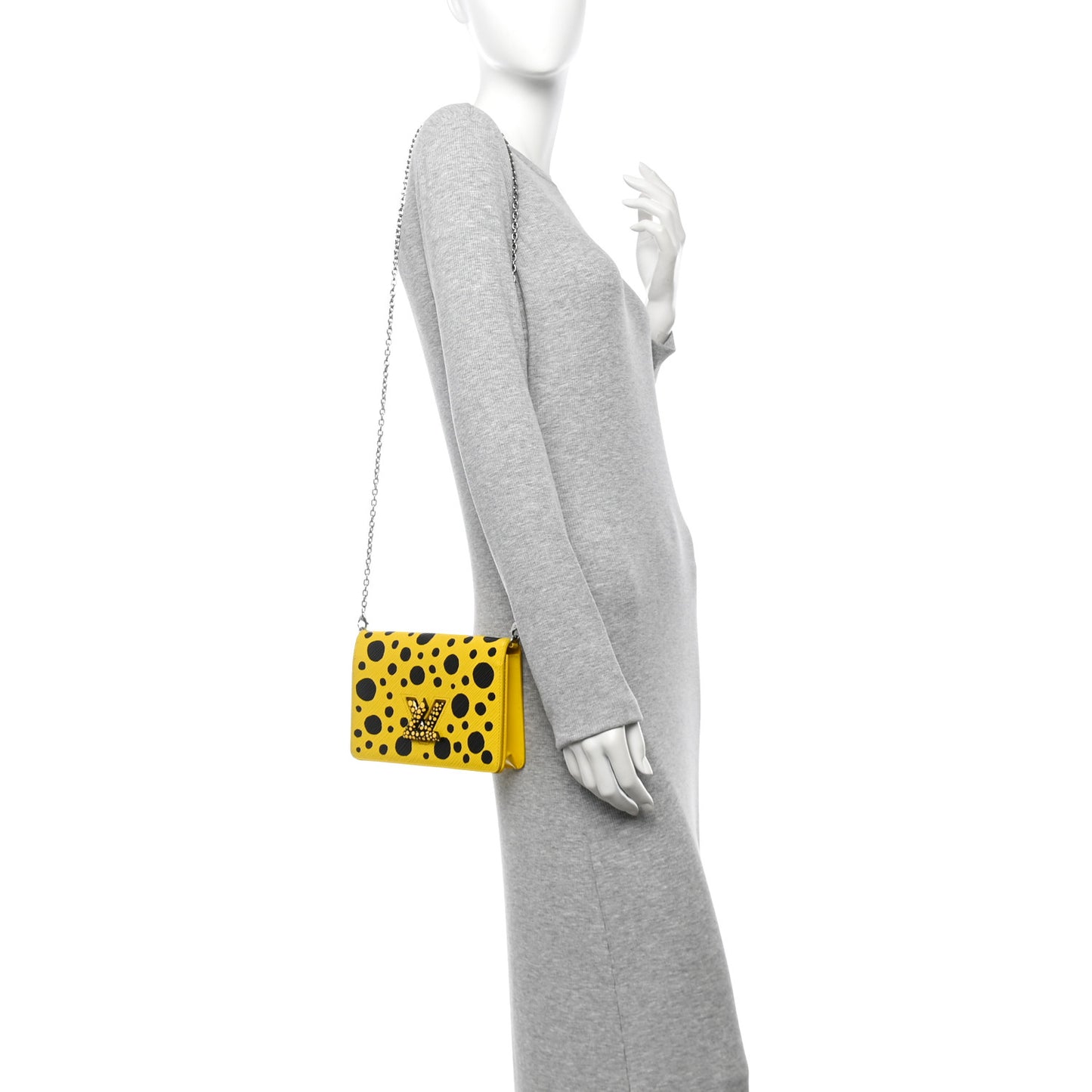 LV x YK Epi Infinity Dots Twist Belt Chain Wallet Yellow Black