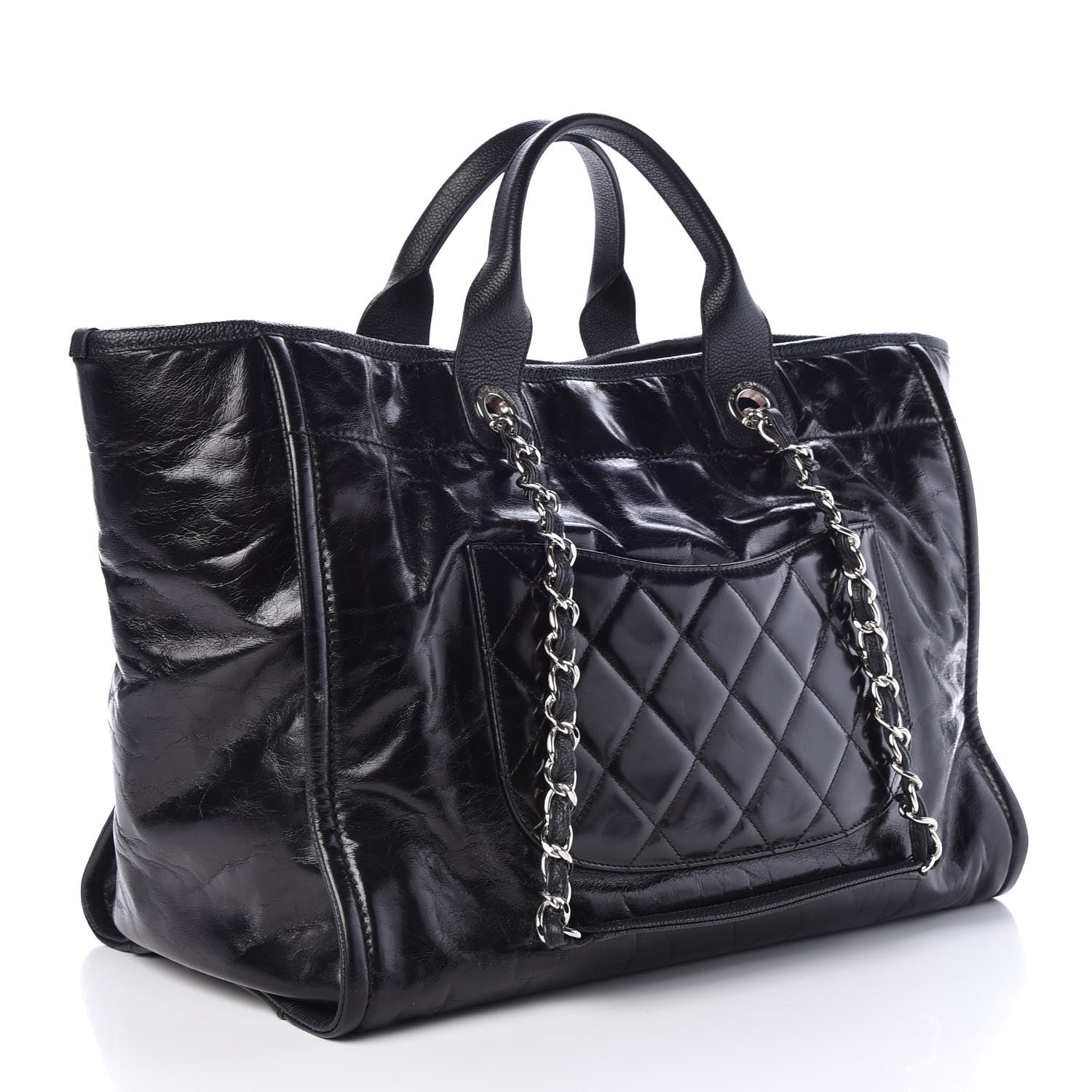 Chanel Glazed Calfskin Large Deauville Tote Black 4 of 14