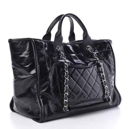 Chanel Glazed Calfskin Large Deauville Tote Black 4 of 14