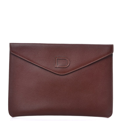 Delvaux Grained Calfskin Envelope Clutch Brown 1 of 7