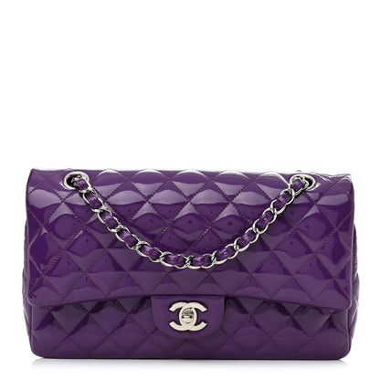 Chanel Patent Calfskin Quilted Medium Double Flap Purple 1 of 11