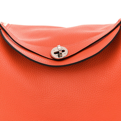 Hermes Taurillon Clemence Verso Lindy 30 Orange Poppy Bordeaux 8 of 12
