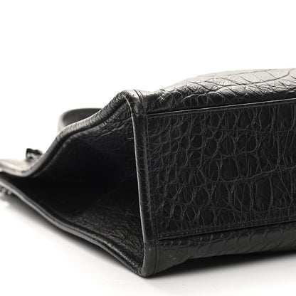 Saint Laurent Calfskin Crocodile Embossed Monogram Medium Niki Shopping Bag Black 7 of 9