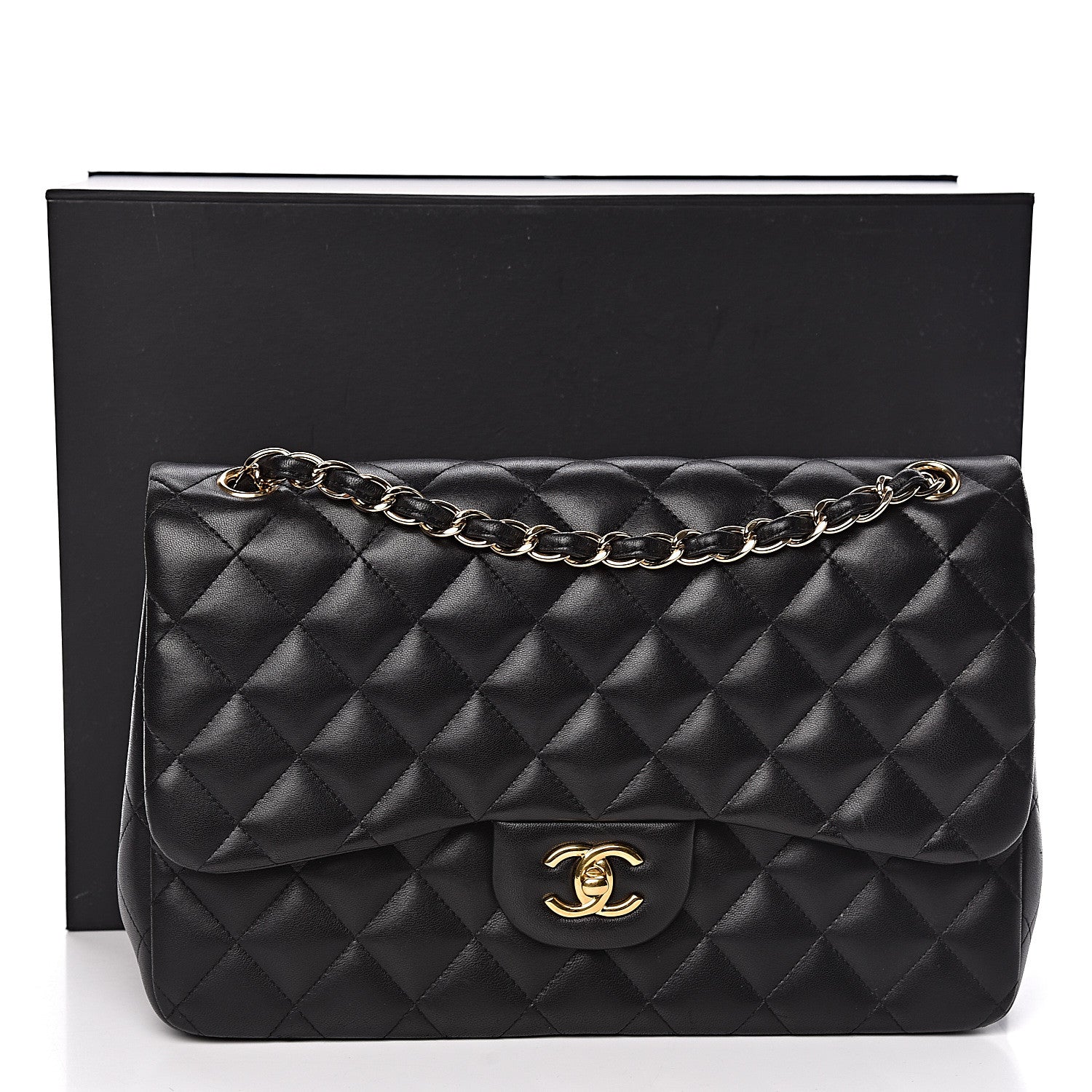 Chanel Lambskin Quilted Jumbo Double Flap Black 12 of 12