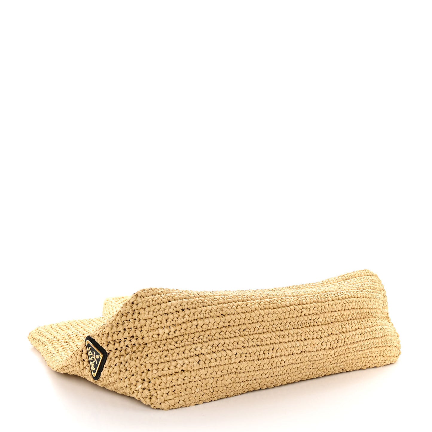 Yarn Raffia Effect Crochet Embroidered Logo Tote Naturale