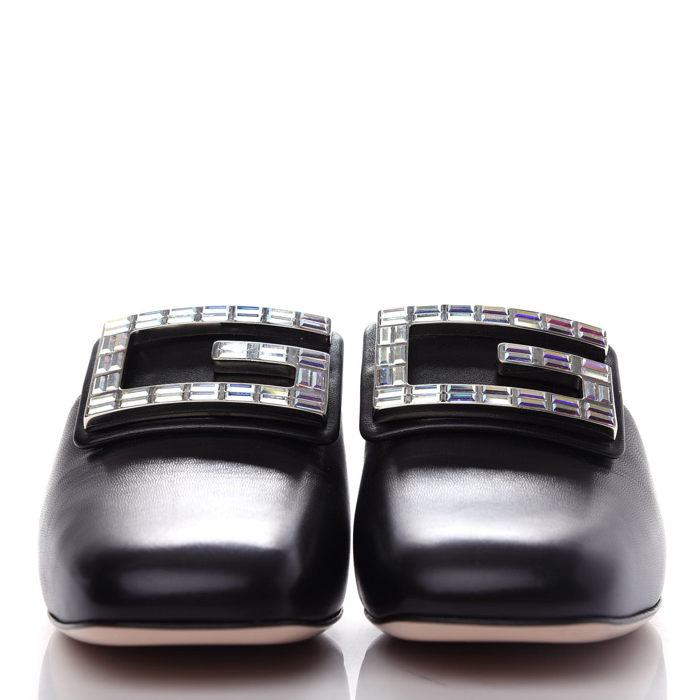 Malaga Kid Crystal Square G Madelyn Mules 35.5 Black