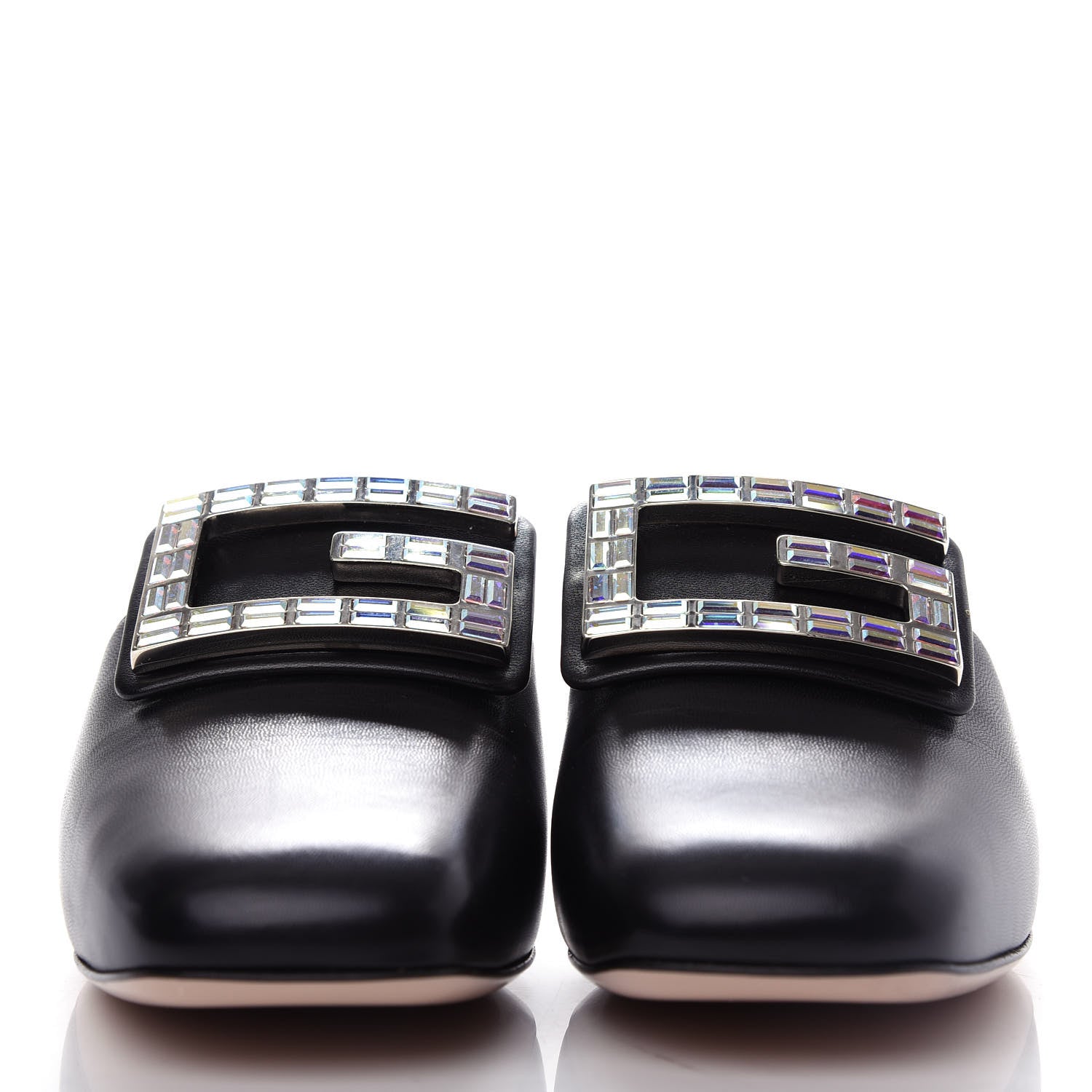 Gucci Malaga Kid Crystal Square G Madelyn Mules 35.5 Black 2 of 11