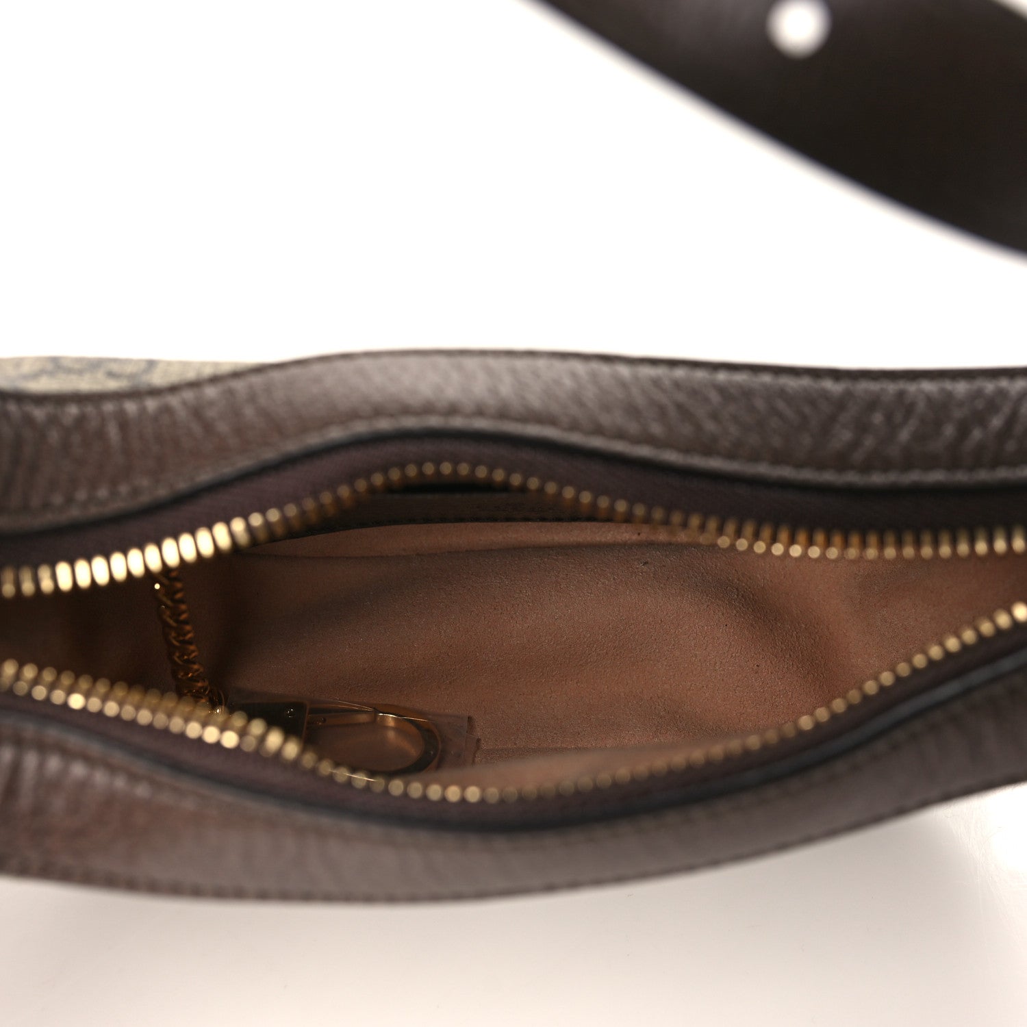 Gucci GG Supreme Monogram Textured Calfskin Web Mini Ophidia Half Moon Hobo Beige Ebony New Acero 5 of 9
