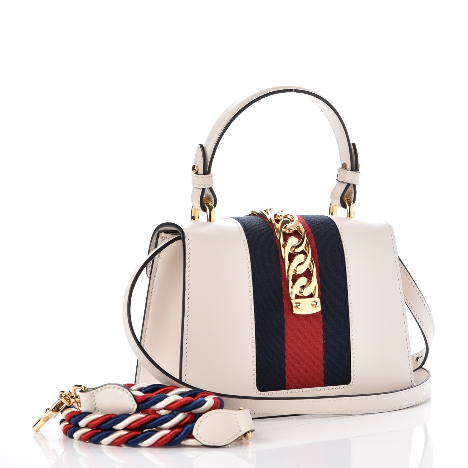 Gucci Calfskin Mini Sylvie Top Handle Bag White 5 of 12