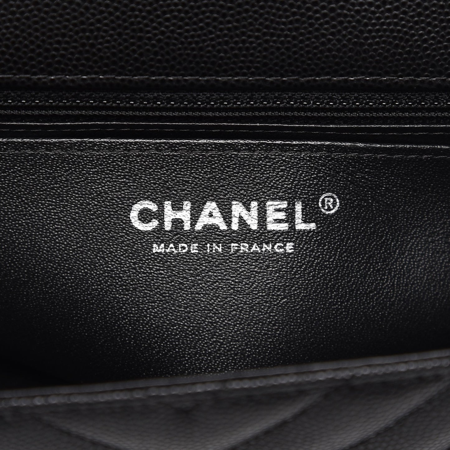 Caviar Chevron Quilted Mini Rectangular Flap Black