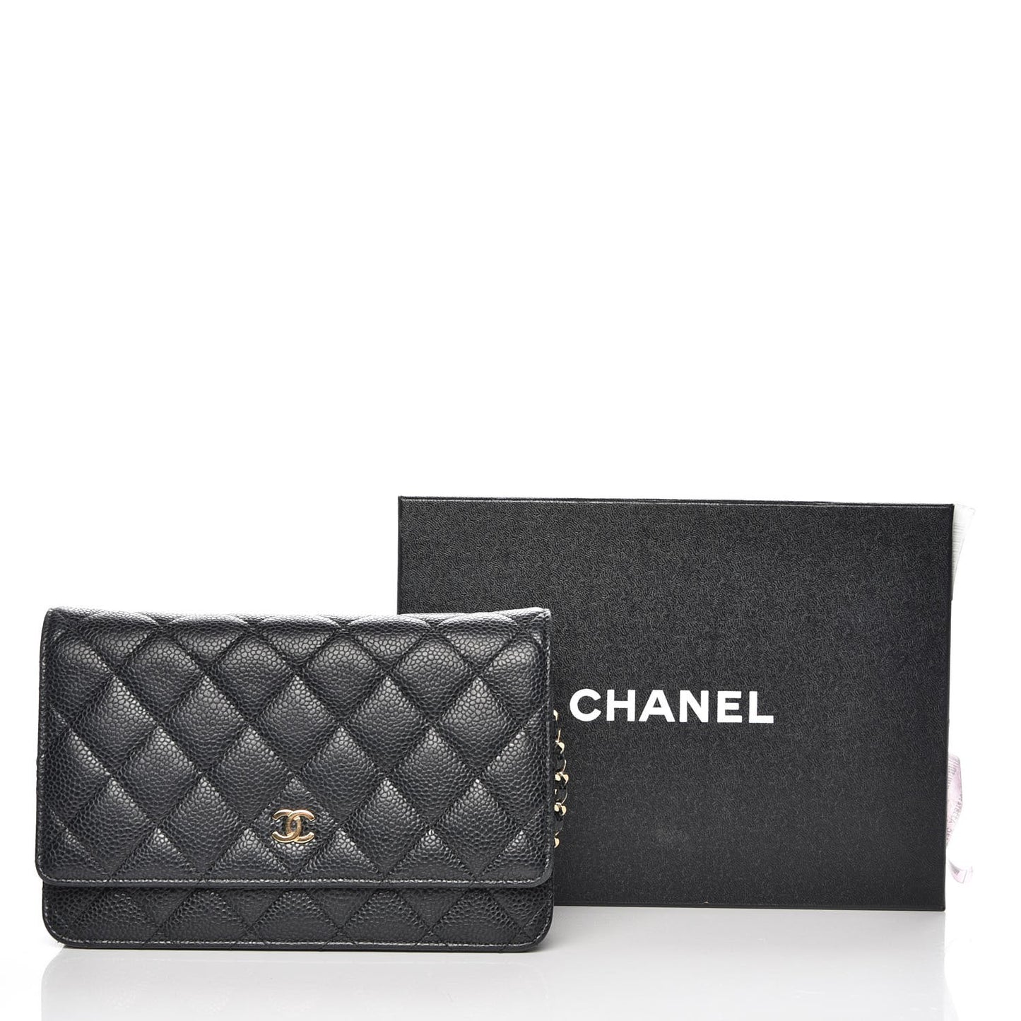 Caviar Quilted Wallet On Chain WOC Black