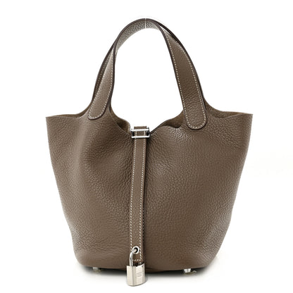 Hermes Taurillon Clemence Picotin Lock 18 PM Etoupe 1 of 13