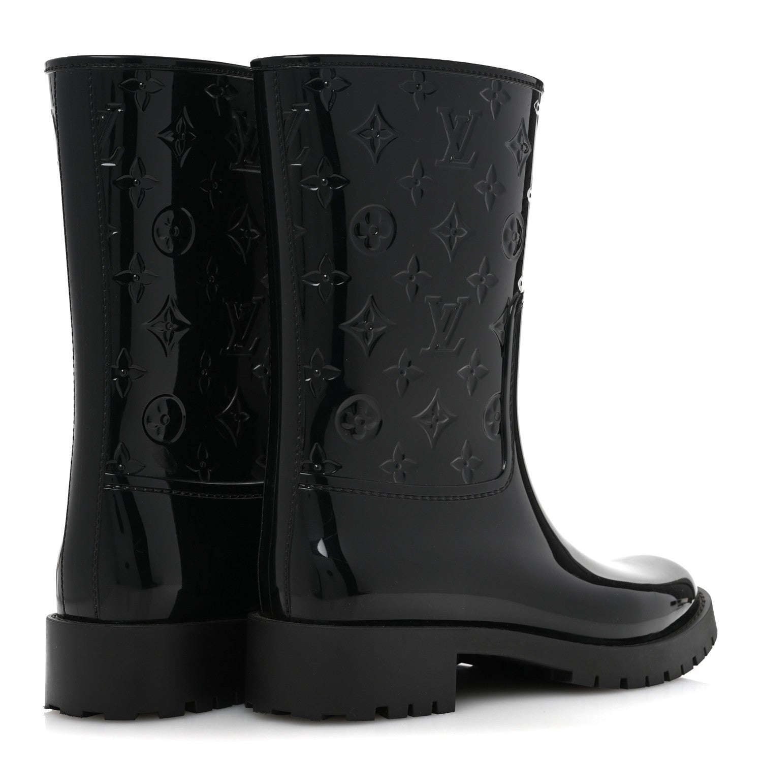 Louis Vuitton Rubber Embossed Monogram Splash Rain Short Boots 40 Black 5 of 9