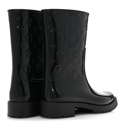 Louis Vuitton Rubber Embossed Monogram Splash Rain Short Boots 40 Black 5 of 9