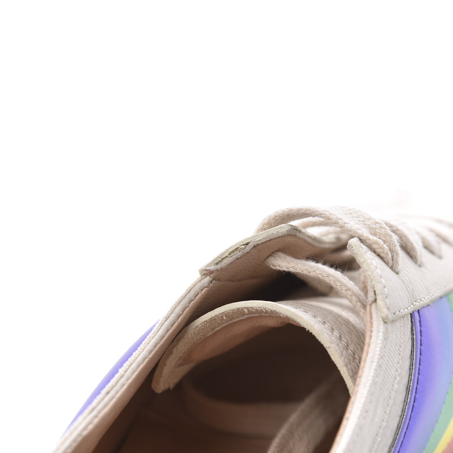 Calfskin Crystal Rainbow Womens Falacer Sneakers 36 White