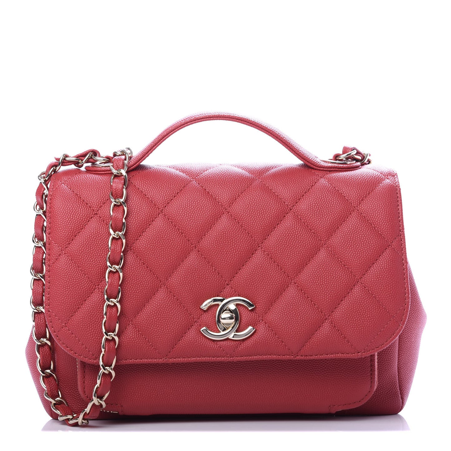 Caviar Quilted Medium Business Affinity Flap Red