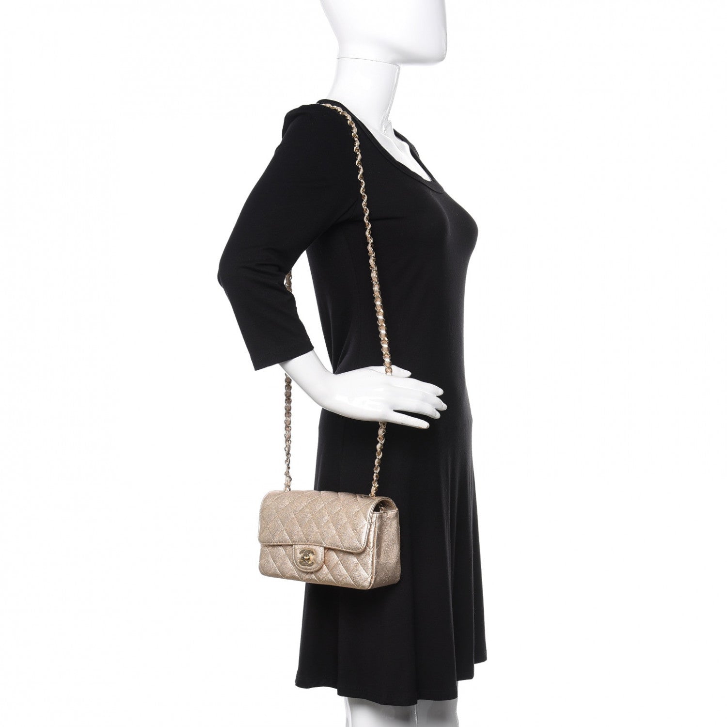 Chanel Metallic Lambskin Quilted Mini Rectangular Flap Gold 2 of 10