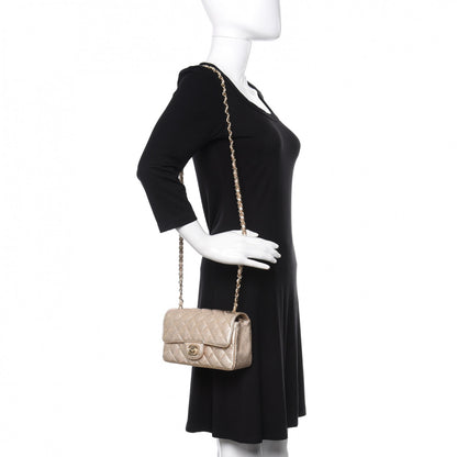 Chanel Metallic Lambskin Quilted Mini Rectangular Flap Gold 2 of 10