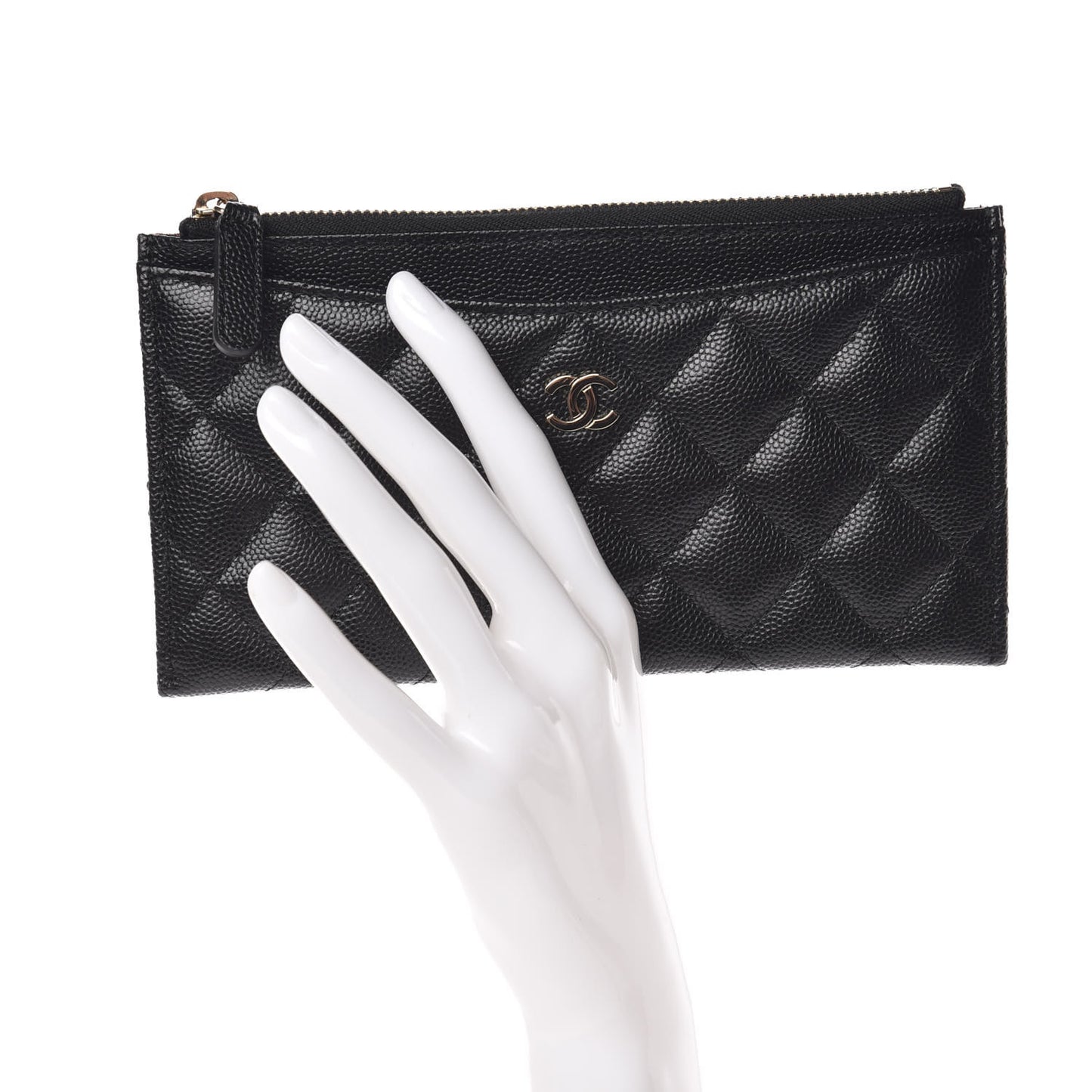 Caviar Quilted Classic Zip Pouch Black