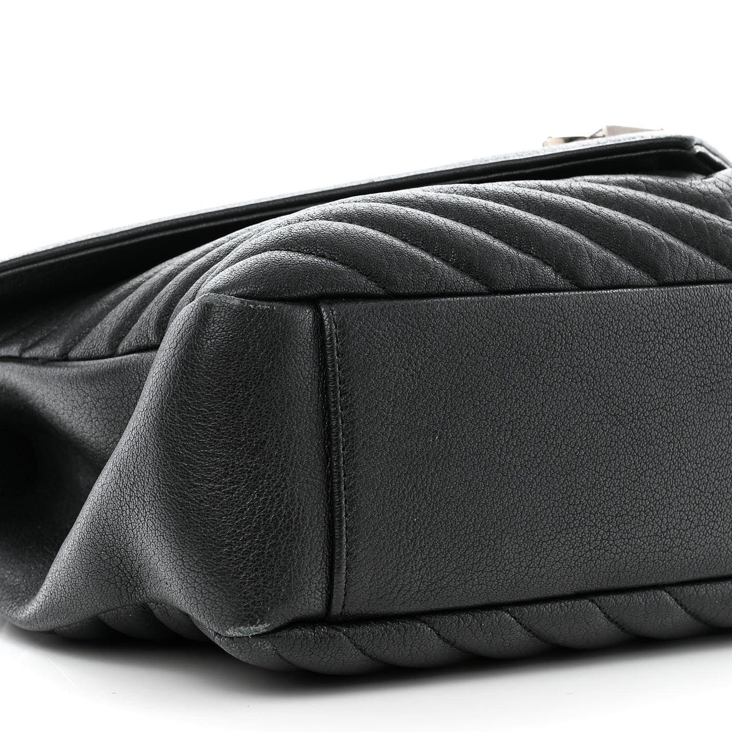 Saint Laurent Sheepskin Matelasse Chevron Monogram Large College Satchel Black 10 of 13
