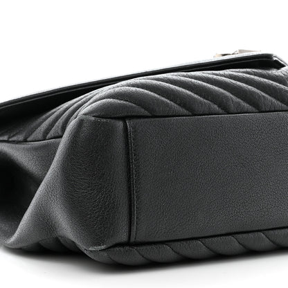 Saint Laurent Sheepskin Matelasse Chevron Monogram Large College Satchel Black 10 of 13