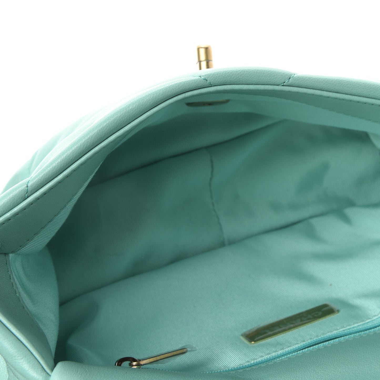 Shiny Lambskin Quilted Medium Chanel 19 Flap Light Blue
