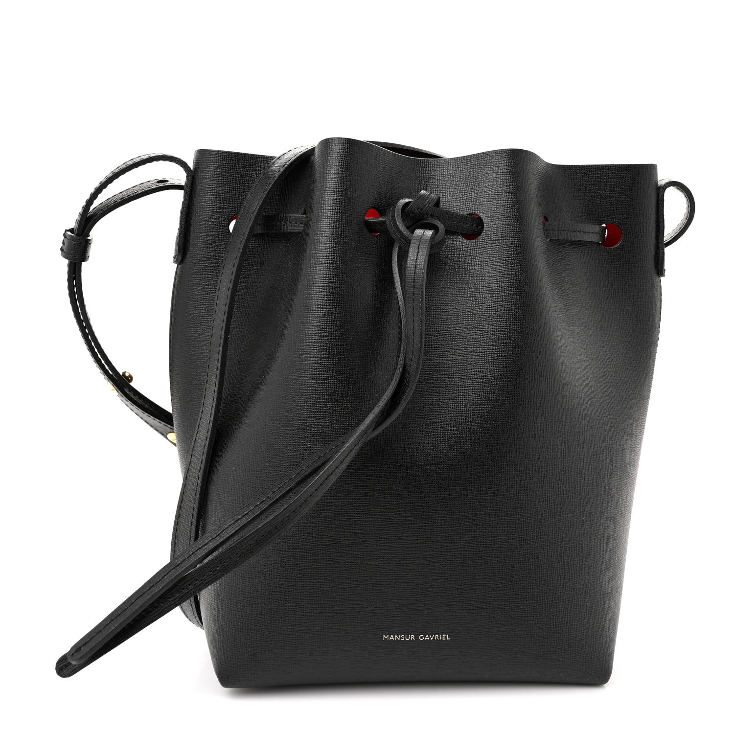 Mansur Gavriel Saffiano Mini Bucket Bag Black Flamma 1 of 12