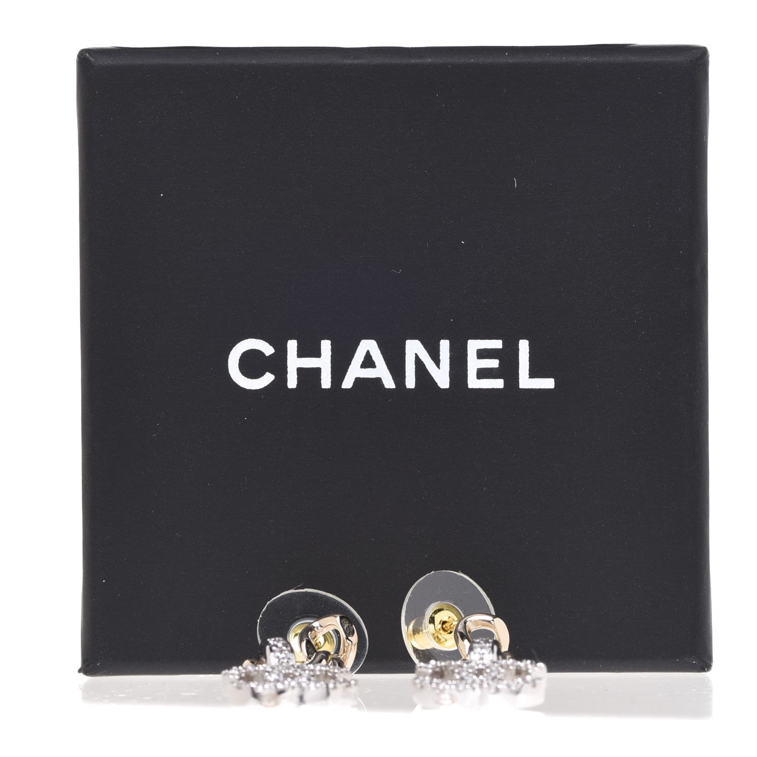 Chanel Metal Crystal CC Chain Drop Earrings Gold 4 of 4