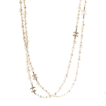Chanel Pearl CC Long Necklace Light Gold 1 of 7