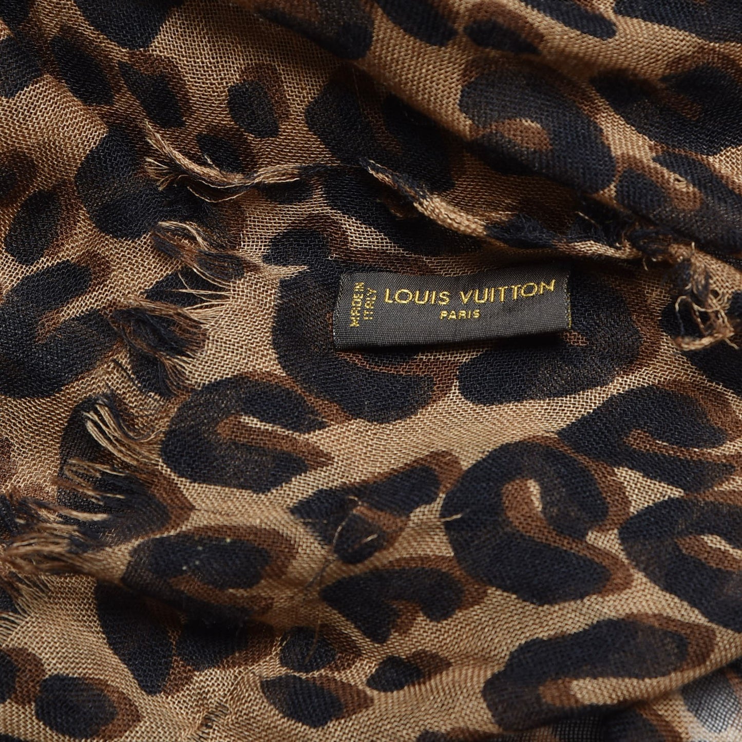 Cashmere Silk Leopard Etole Stole Marron
