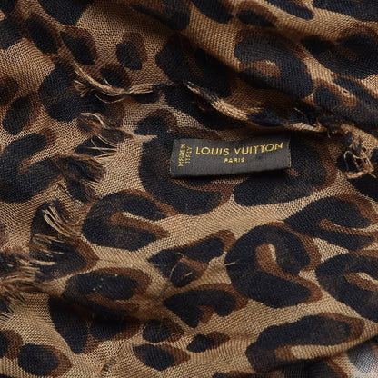 Louis Vuitton Cashmere Silk Leopard Etole Stole Marron 5 of 5