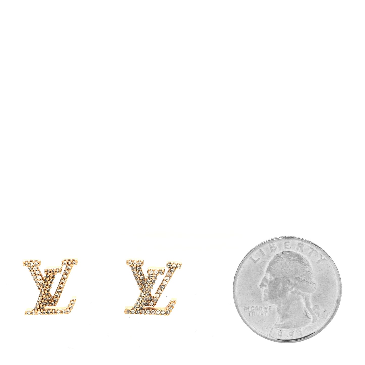 Metal Crystal LV Iconic Earrings Gold