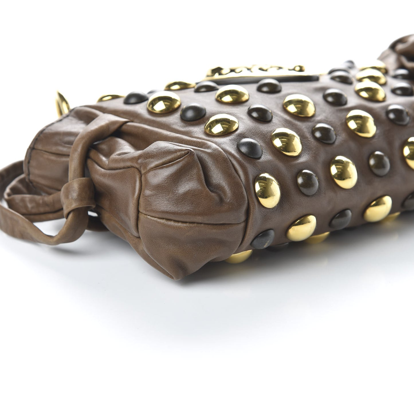 Calfskin Studded Babouska Clutch Brown