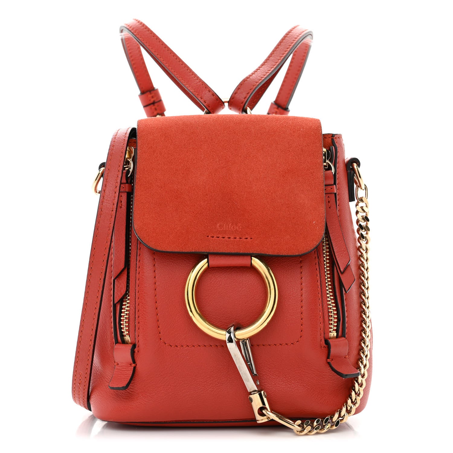 Chloe Suede Calfskin Mini Faye Backpack Sepia Red 1 of 13