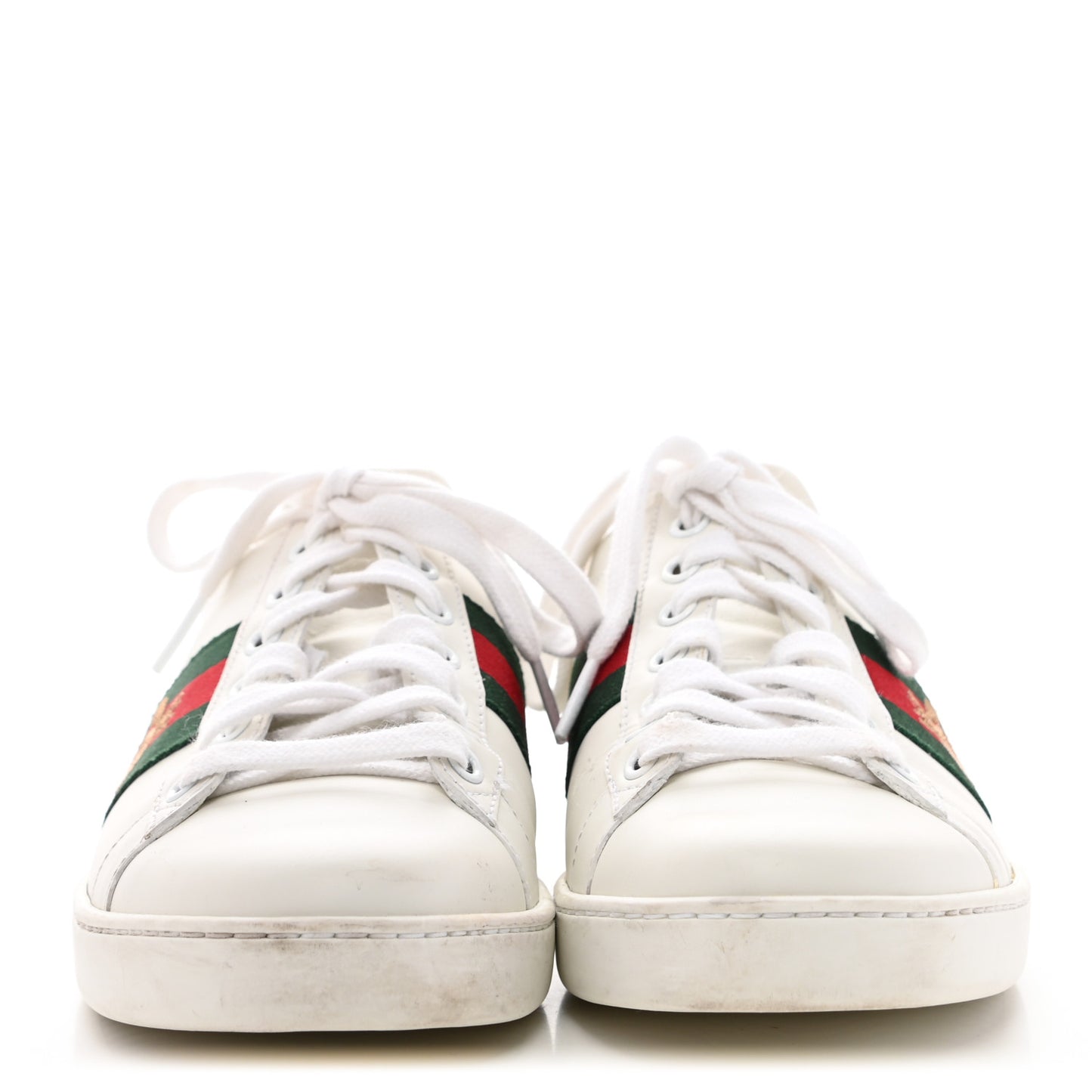 Calfskin Ayers Bee Embroidered Womens Ace Sneakers 36.5 White Green